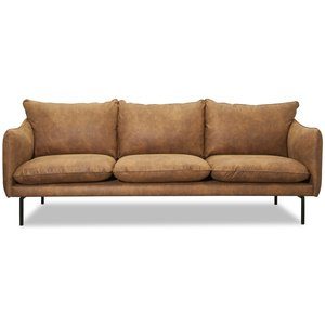 Björndal 3-sits soffa - Cognac ecoläder + Möbelvårdskit för textilier
