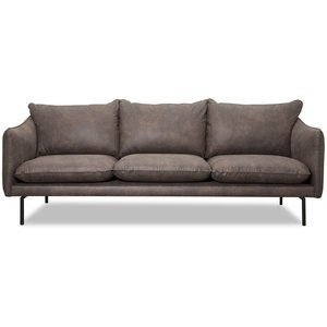 Björndal 3-sits soffa - Mörkbrunt ecoläder + Möbelvårdskit för textilier
