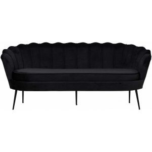 Ballini 3-sits soffa - Svart sammet + Möbelvårdskit för textilier