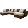 Delux U-soffa med öppet avslut vänster - Brun/Beige/Vintage + Fläckborttagare för möbler
