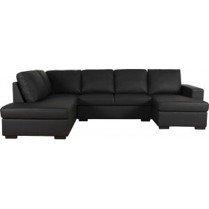 Solna U-soffa i svart PU A3D + Fläckborttagare för möbler