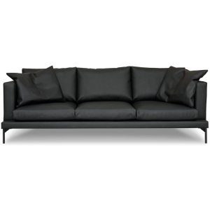 York 3-sits soffa i svart läder