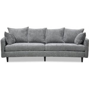 Gotland 3-sits svängd soffa - Oxford mörkgrå + Möbeltassar