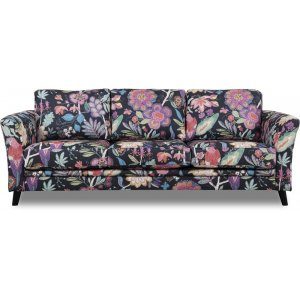 Ekerö 3-sits soffa i blommigt tyg - Eden Parrot Black + Möbelvårdskit för textilier
