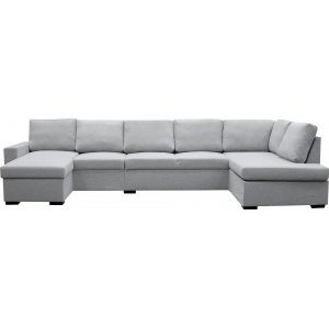 Solna XL U-soffa med förvaring 367 cm - Ljusgrå + Fläckborttagare för möbler