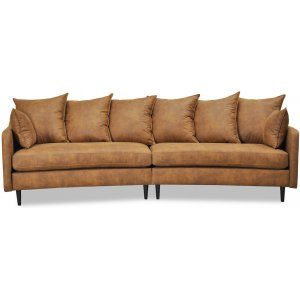 Gotland 4-sits svängd soffa 301 cm - Cognac ecoläder