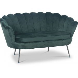 Kingsley 2-sits soffa i sammet - grön / krom + Möbelvårdskit för textilier