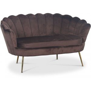 Kingsley 2-sits soffa i sammet - brun / mässing + Möbeltassar