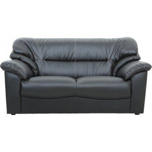 Dominic 2-sits soffa i svart konstläder + Fläckborttagare för möbler