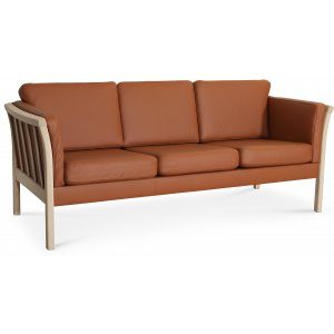 Pure 3-sits soffa i Cognacs färgat läder + Möbeltassar