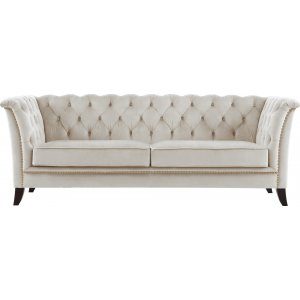 Milton Chesterfield 3-sits soffa i beige sammet + Fläckborttagare för möbler