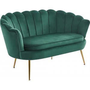 Kingsley 2-sits soffa i sammet - grön / mässing + Fläckborttagare för möbler