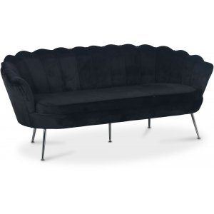 Kingsley 3-sits soffa i sammet - svart / krom + Möbelvårdskit för textilier