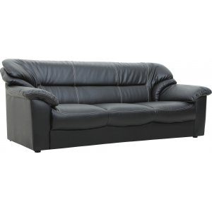Dominic 3-sits soffa i svart konstläder + Fläckborttagare för möbler