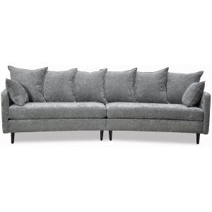 Gotland 4-sits svängd soffa 301 cm - Oxford grå + Möbeltassar