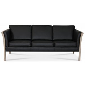 Pure 3-sits soffa i svart läder + Fläckborttagare för möbler