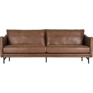 Harpan 3-sits soffa i brunt Ecoläder + Möbelvårdskit för textilier