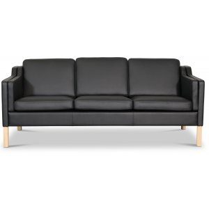 Salvatore 3-sits lädersoffa i svart läder + Fläckborttagare för möbler